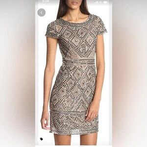 Adrianna Papell Fully Beaded Cocktail Dress